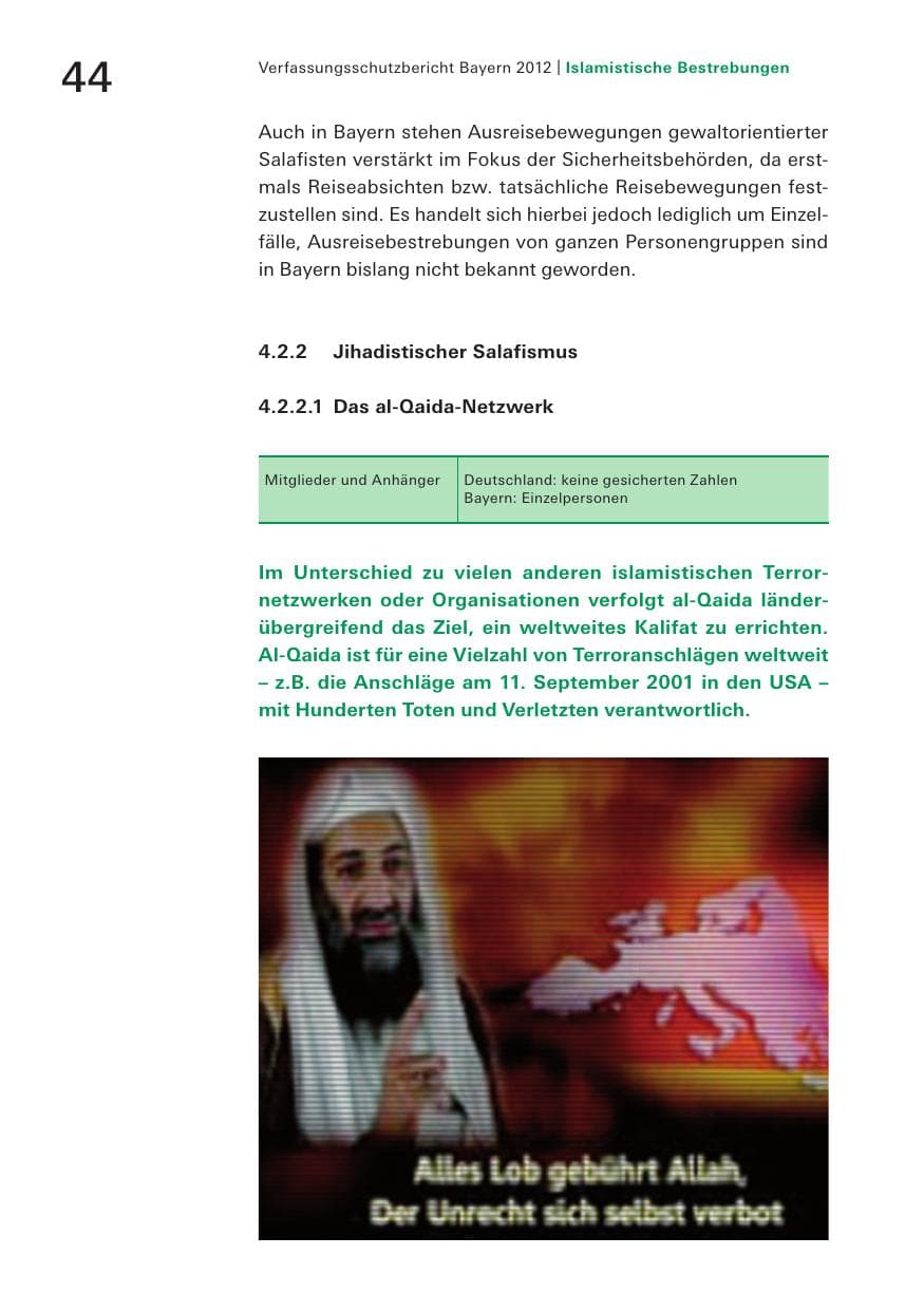 Seite 44 des Verfassungsschutzbericht 2012 Bayern