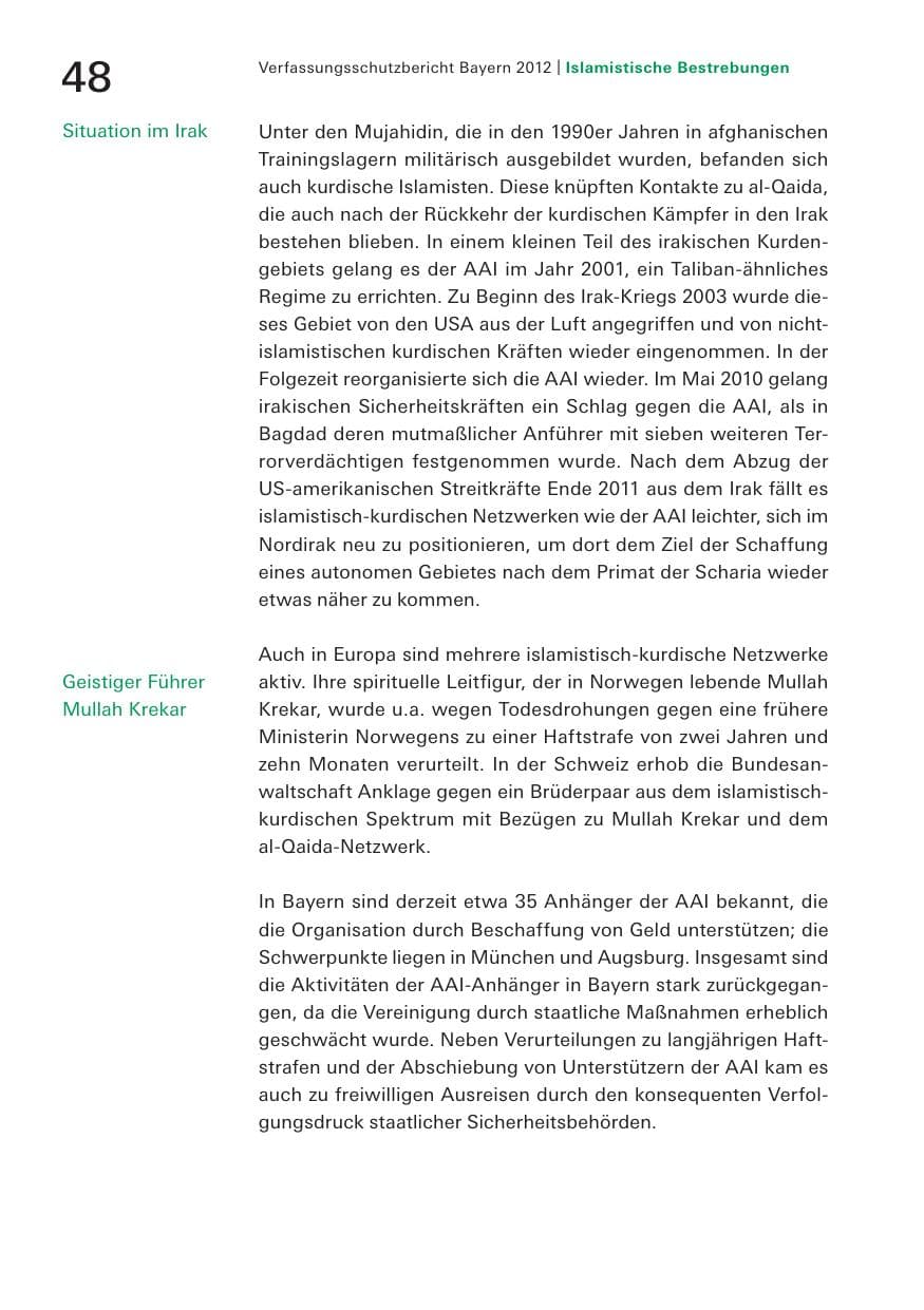 Seite 48 des Verfassungsschutzbericht 2012 Bayern