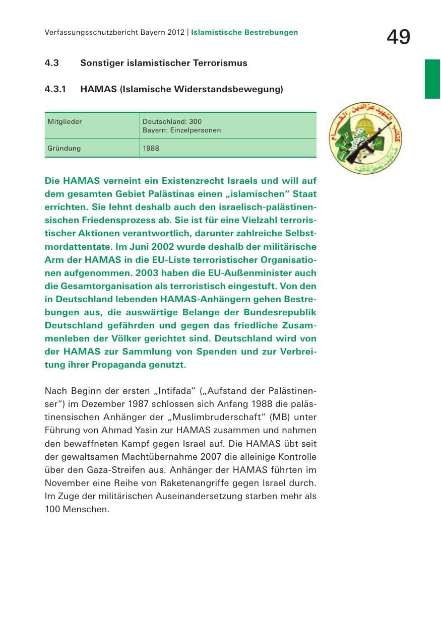 Seite 49 des Verfassungsschutzbericht 2012 Bayern