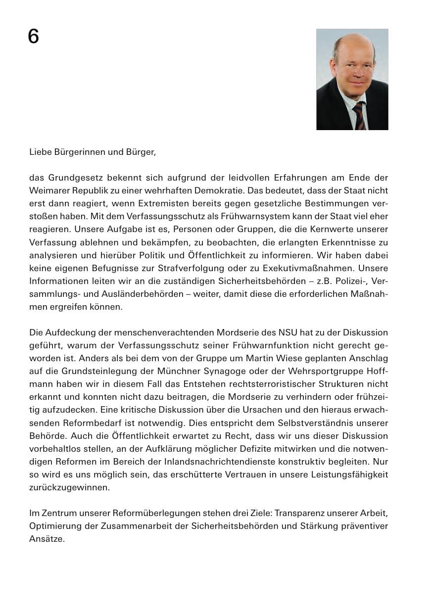 Seite 6 des Verfassungsschutzbericht 2012 Bayern