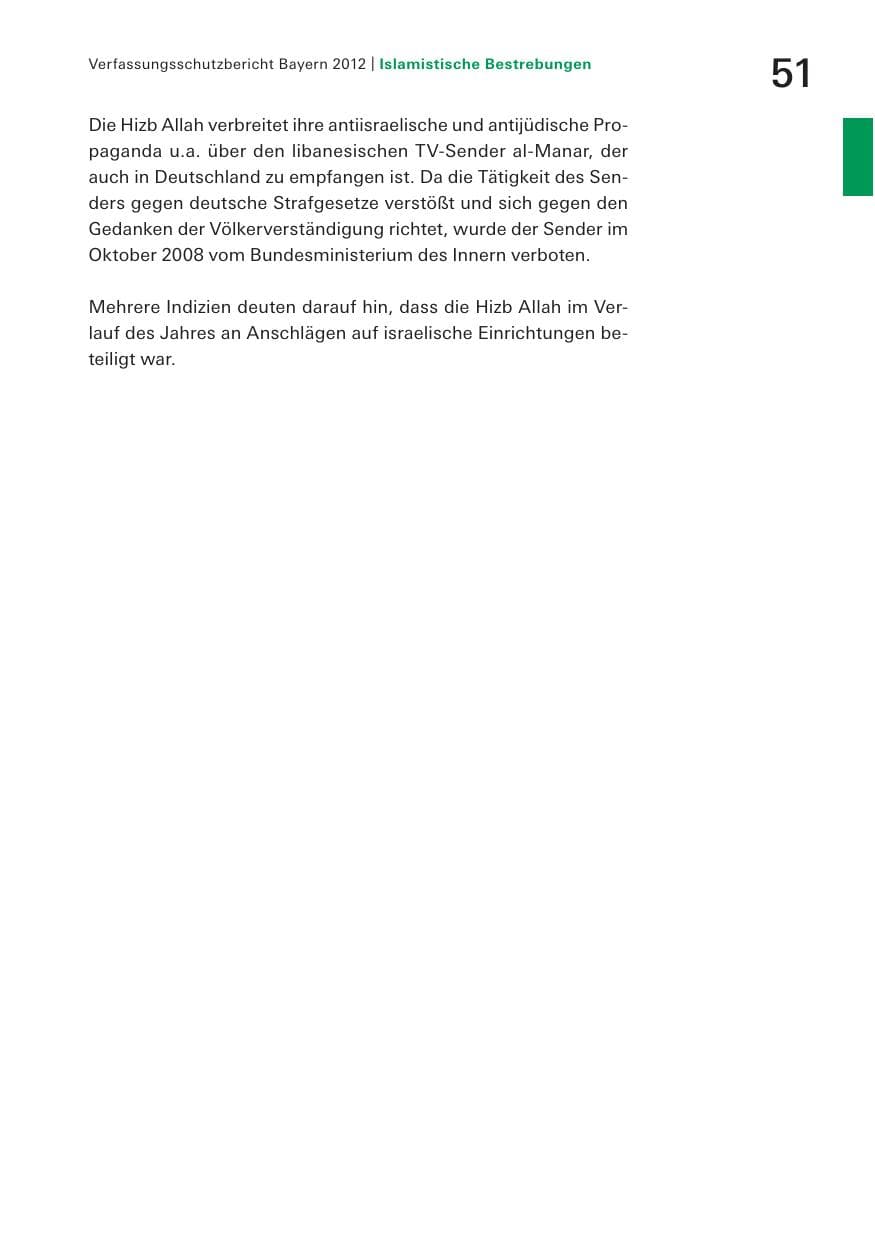 Seite 51 des Verfassungsschutzbericht 2012 Bayern
