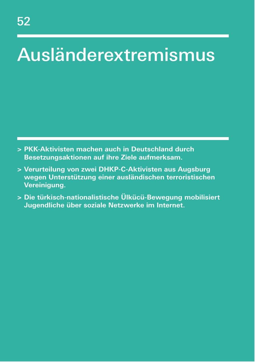 Seite 52 des Verfassungsschutzbericht 2012 Bayern