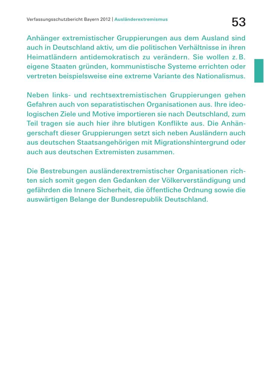 Seite 53 des Verfassungsschutzbericht 2012 Bayern
