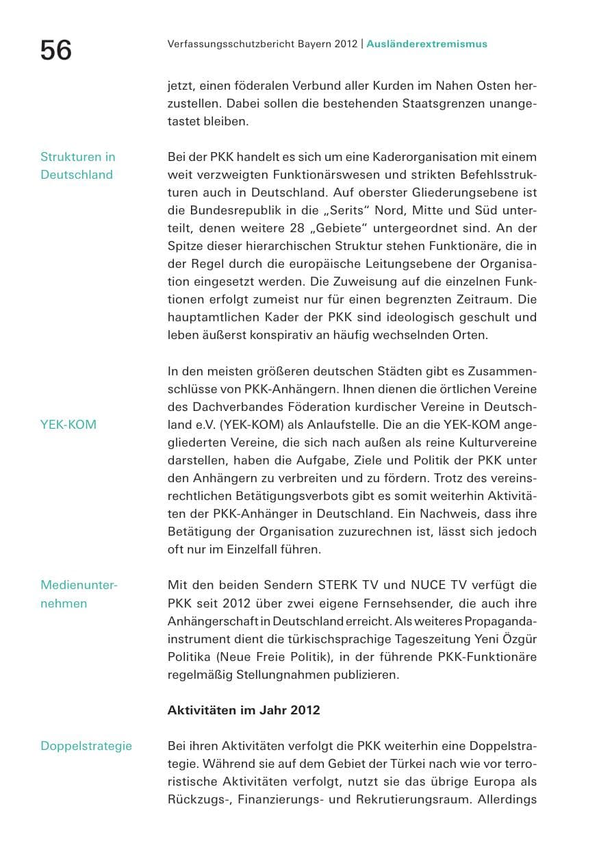 Seite 56 des Verfassungsschutzbericht 2012 Bayern