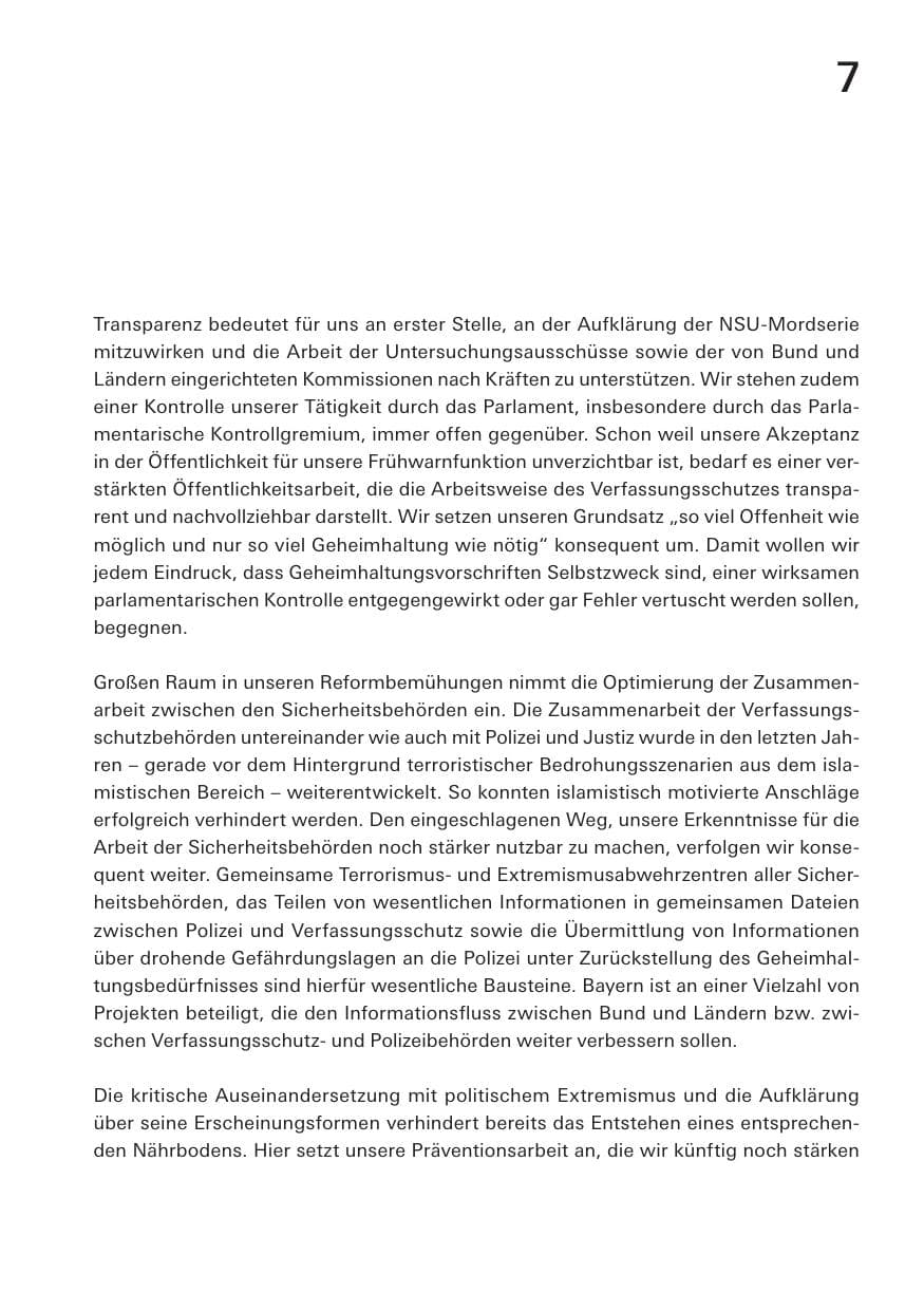 Seite 7 des Verfassungsschutzbericht 2012 Bayern