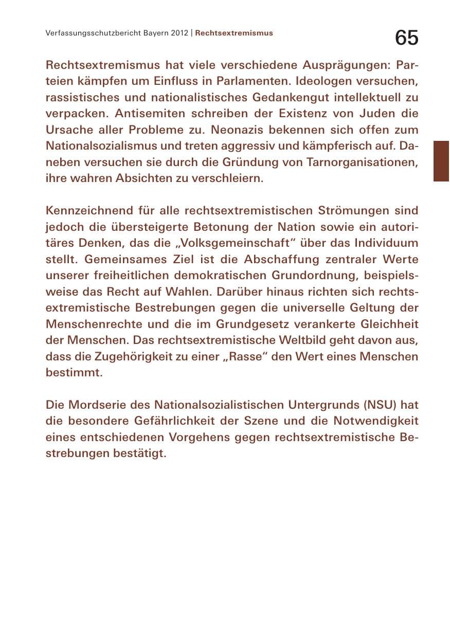 Seite 65 des Verfassungsschutzbericht 2012 Bayern