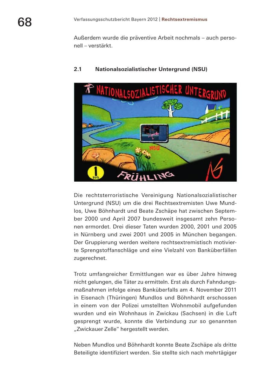 Seite 68 des Verfassungsschutzbericht 2012 Bayern