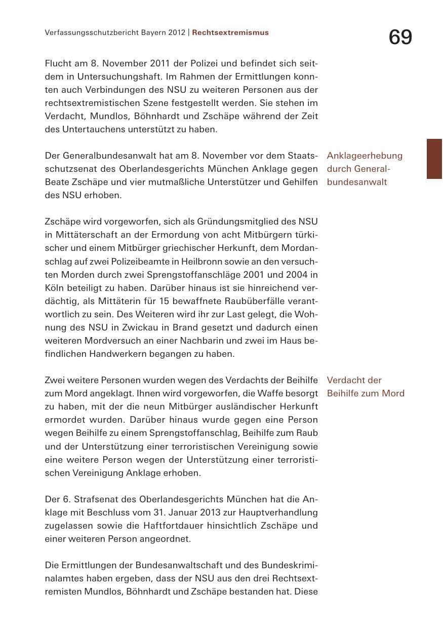 Seite 69 des Verfassungsschutzbericht 2012 Bayern