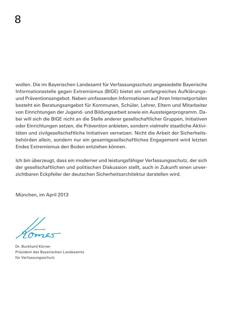 Seite 8 des Verfassungsschutzbericht 2012 Bayern