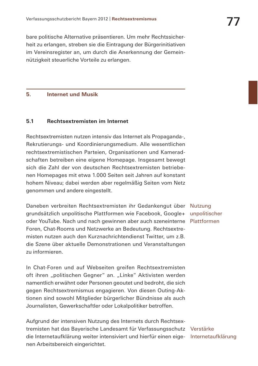 Seite 77 des Verfassungsschutzbericht 2012 Bayern