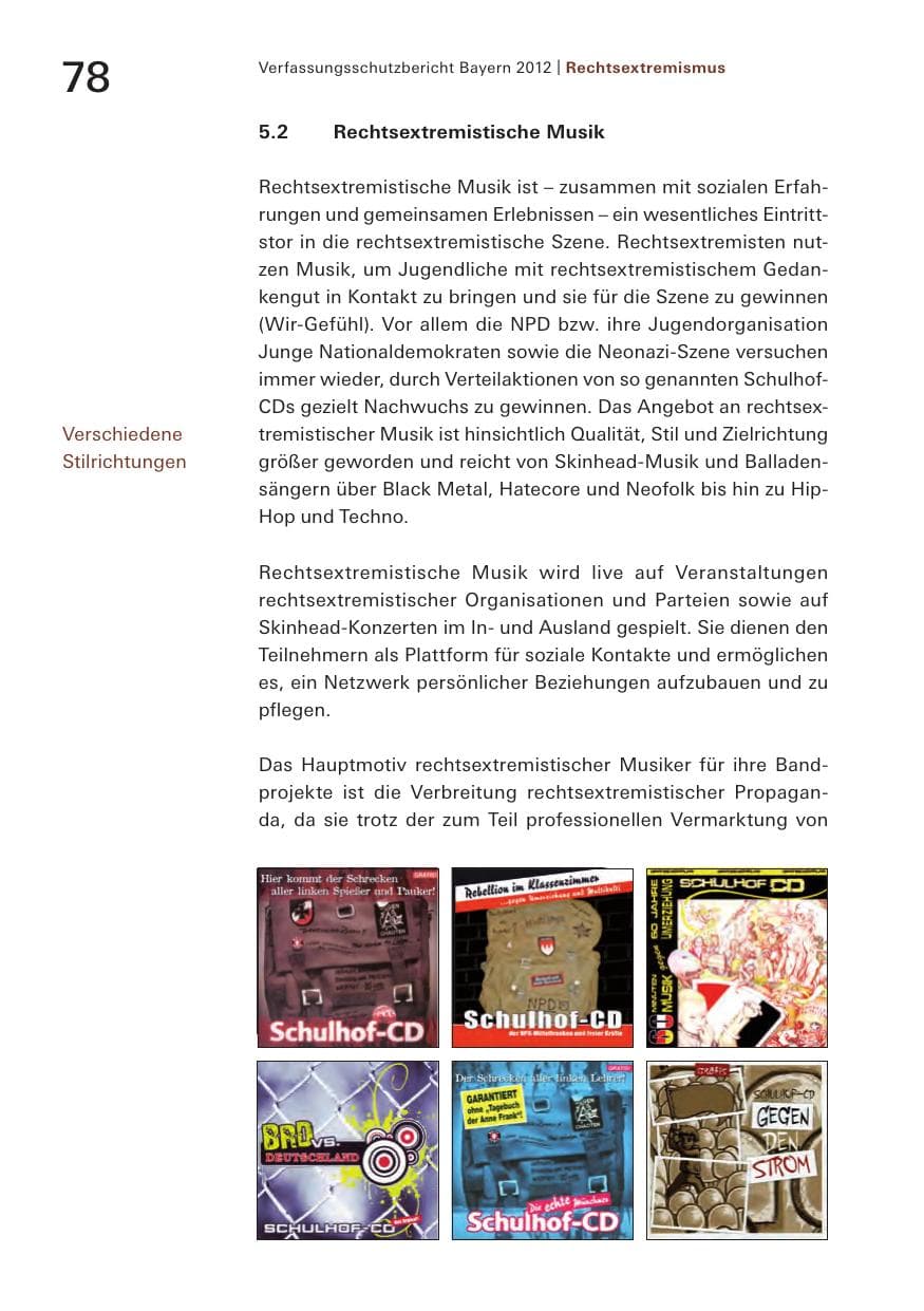 Seite 78 des Verfassungsschutzbericht 2012 Bayern