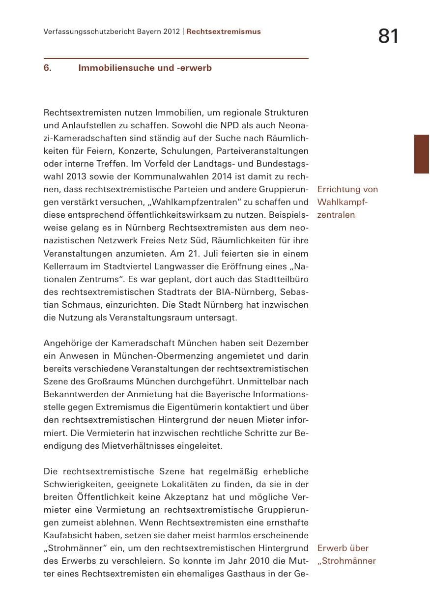 Seite 81 des Verfassungsschutzbericht 2012 Bayern