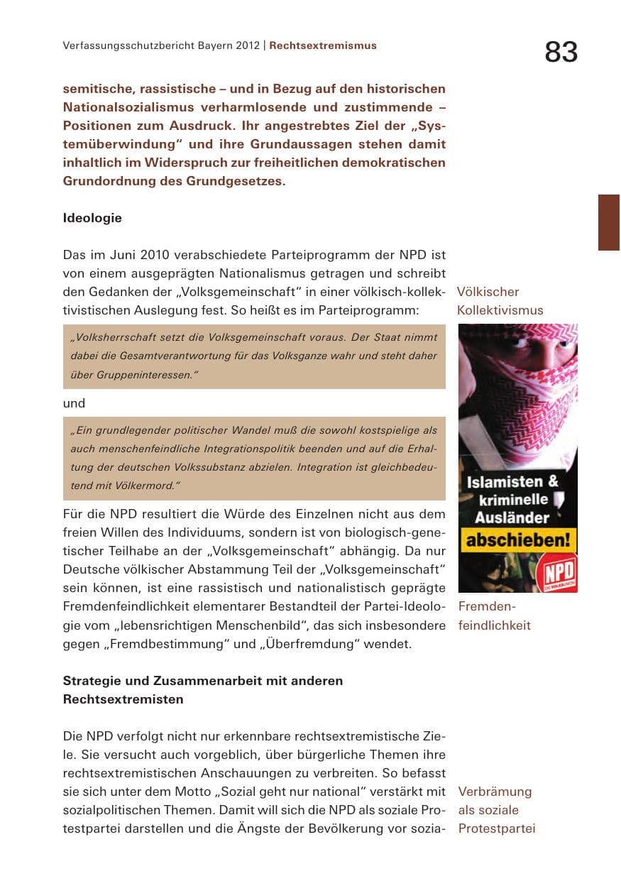 Seite 83 des Verfassungsschutzbericht 2012 Bayern
