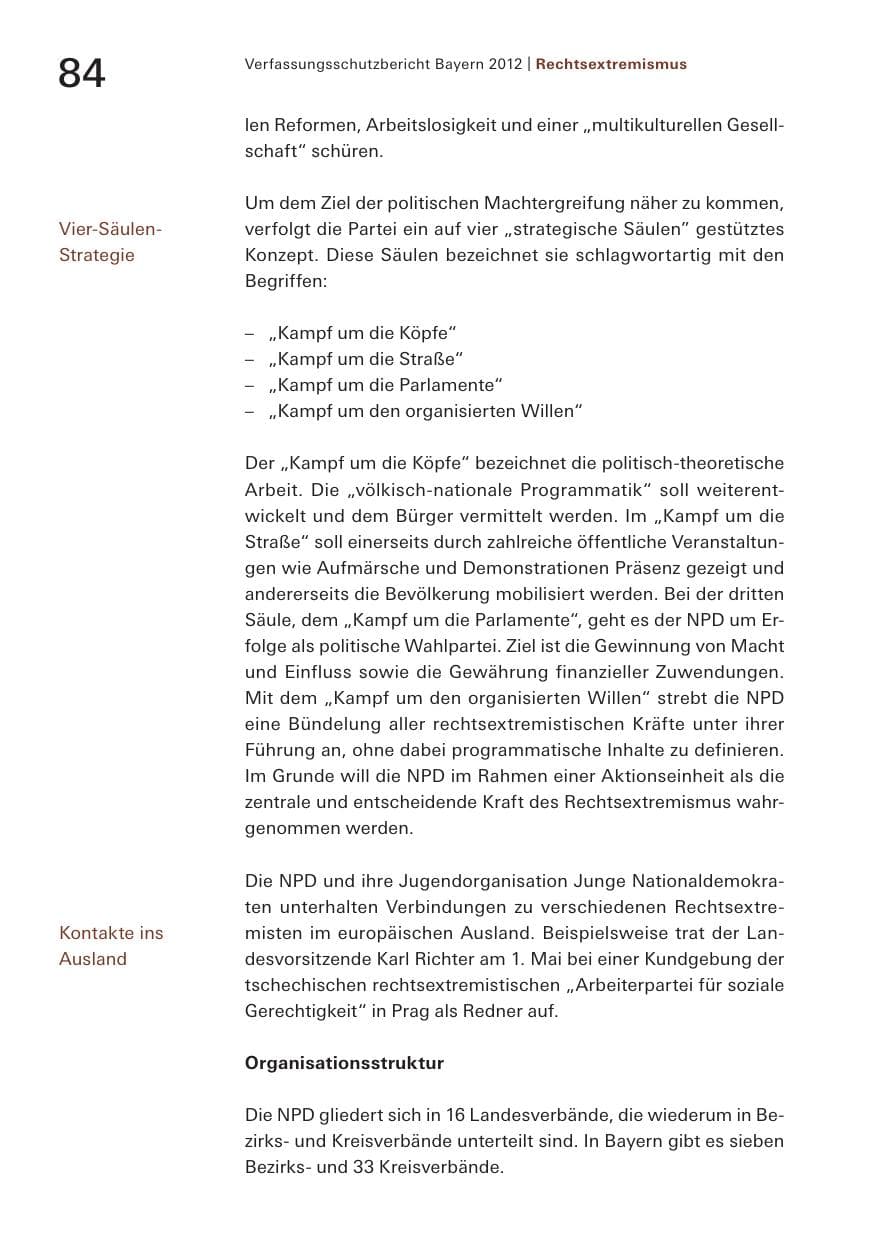 Seite 84 des Verfassungsschutzbericht 2012 Bayern