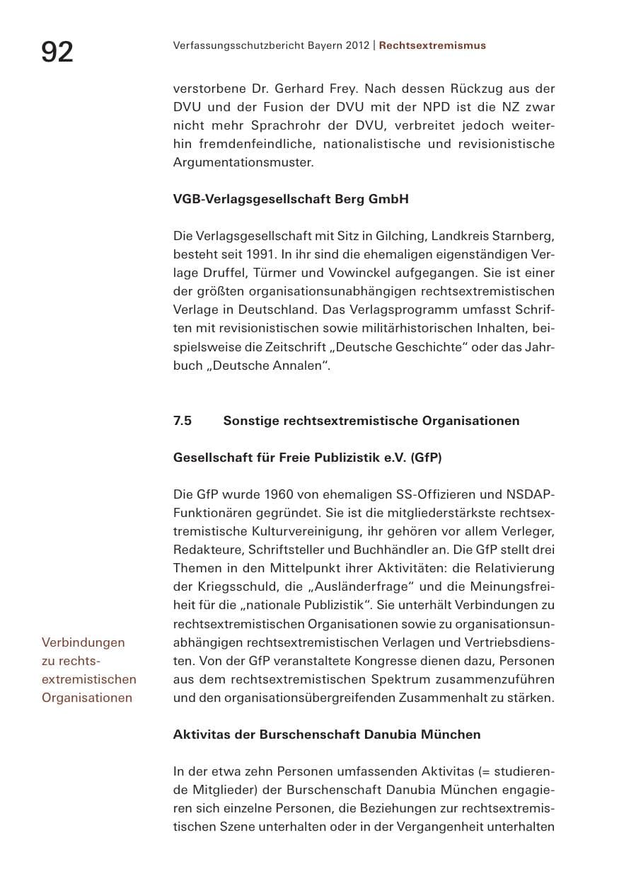 Seite 92 des Verfassungsschutzbericht 2012 Bayern