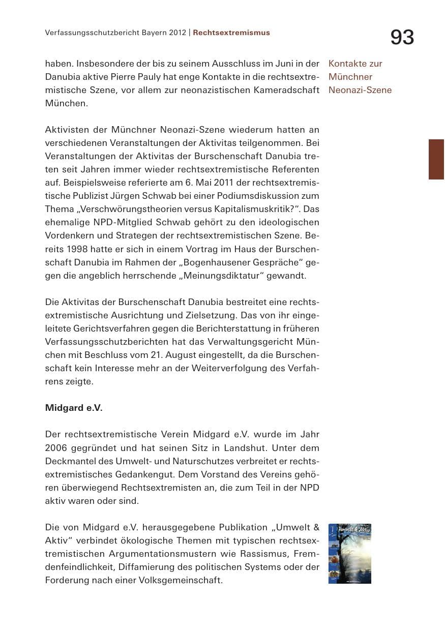 Seite 93 des Verfassungsschutzbericht 2012 Bayern