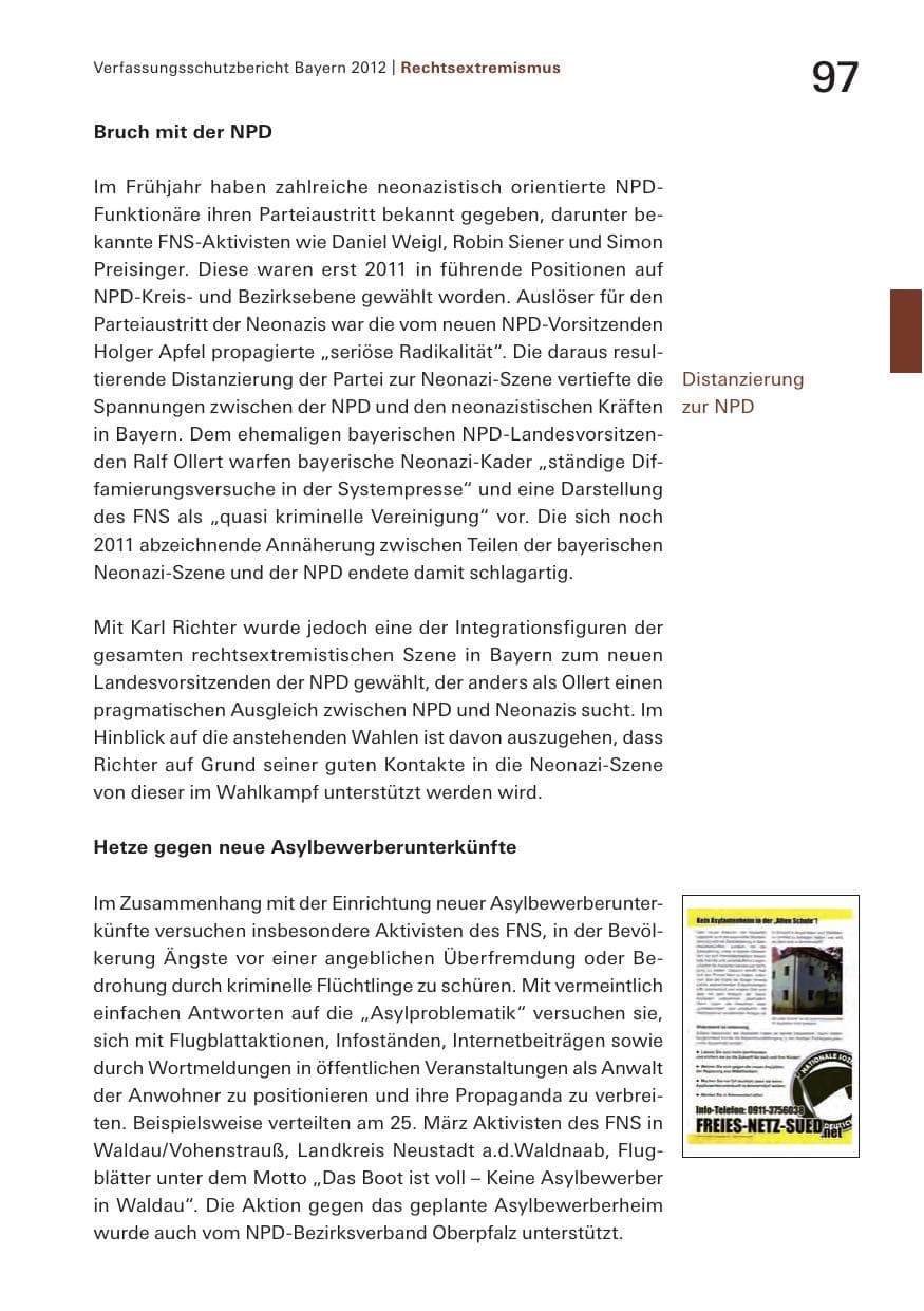 Seite 97 des Verfassungsschutzbericht 2012 Bayern