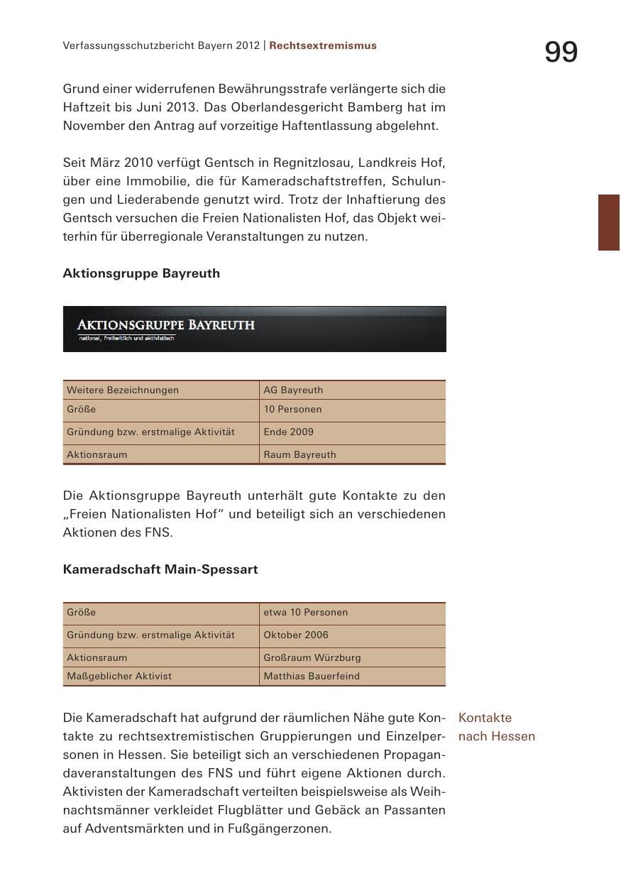 Seite 99 des Verfassungsschutzbericht 2012 Bayern