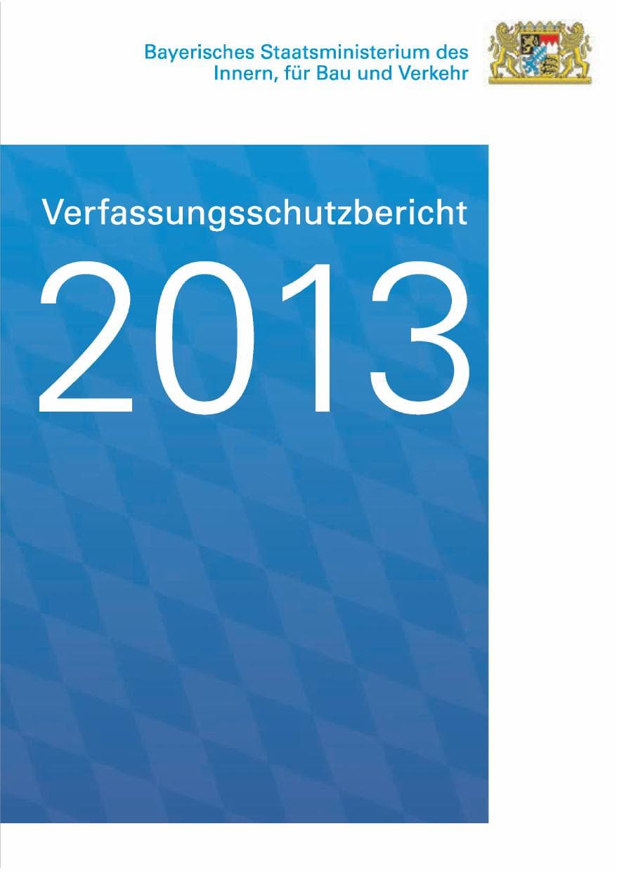 Seite 1 des Verfassungsschutzbericht 2013 Bayern