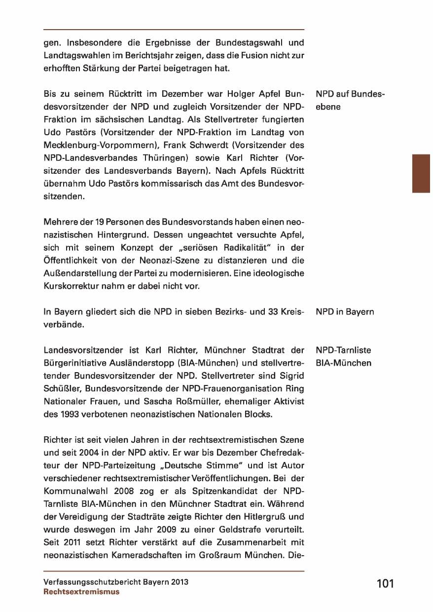 Seite 101 des Verfassungsschutzbericht 2013 Bayern
