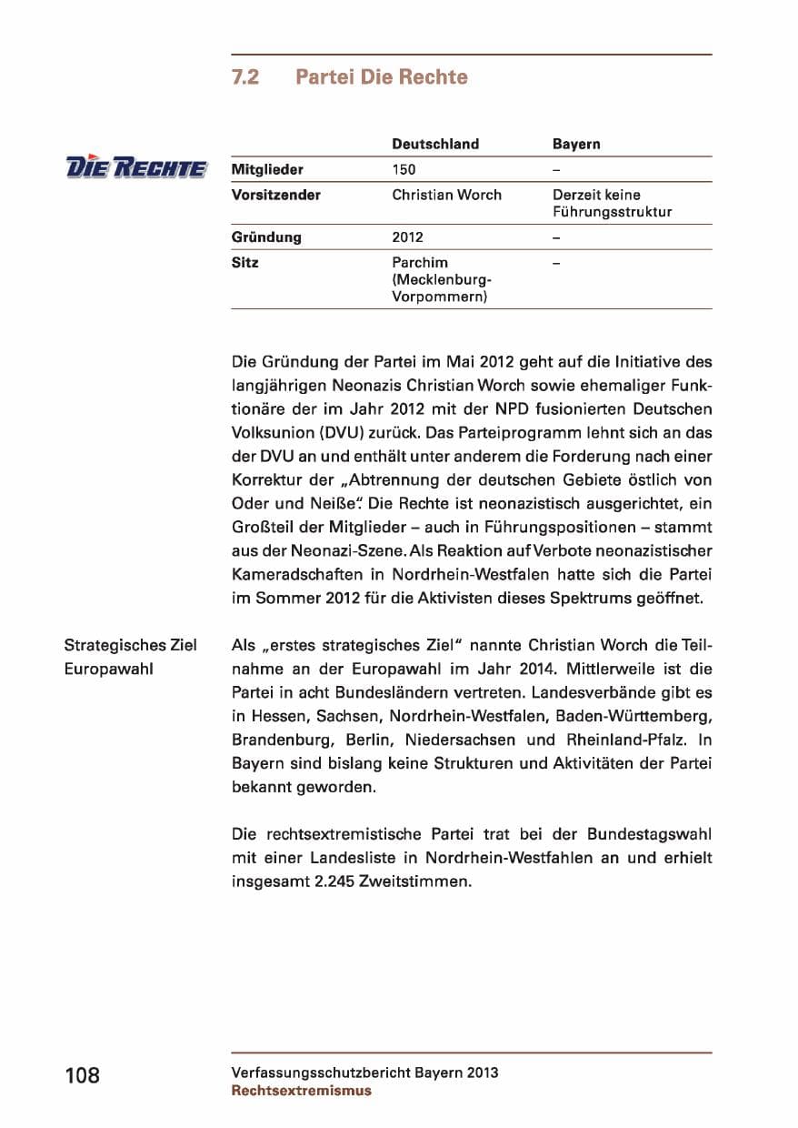 Seite 108 des Verfassungsschutzbericht 2013 Bayern