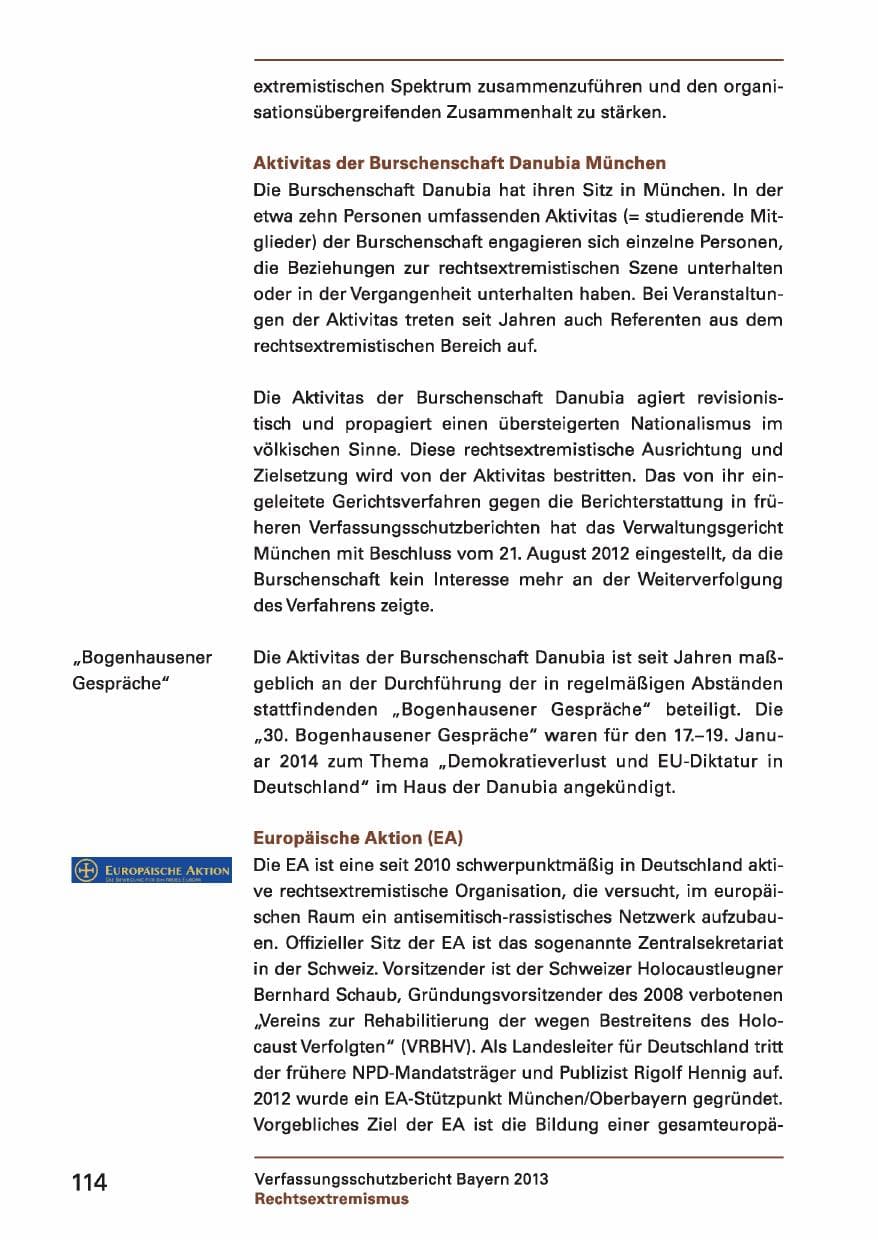 Seite 114 des Verfassungsschutzbericht 2013 Bayern