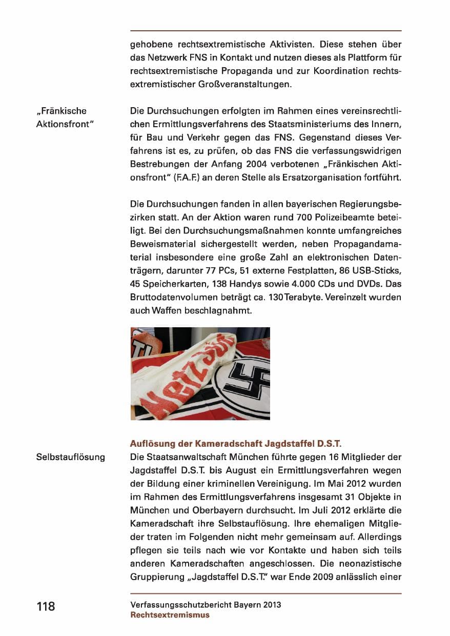 Seite 118 des Verfassungsschutzbericht 2013 Bayern