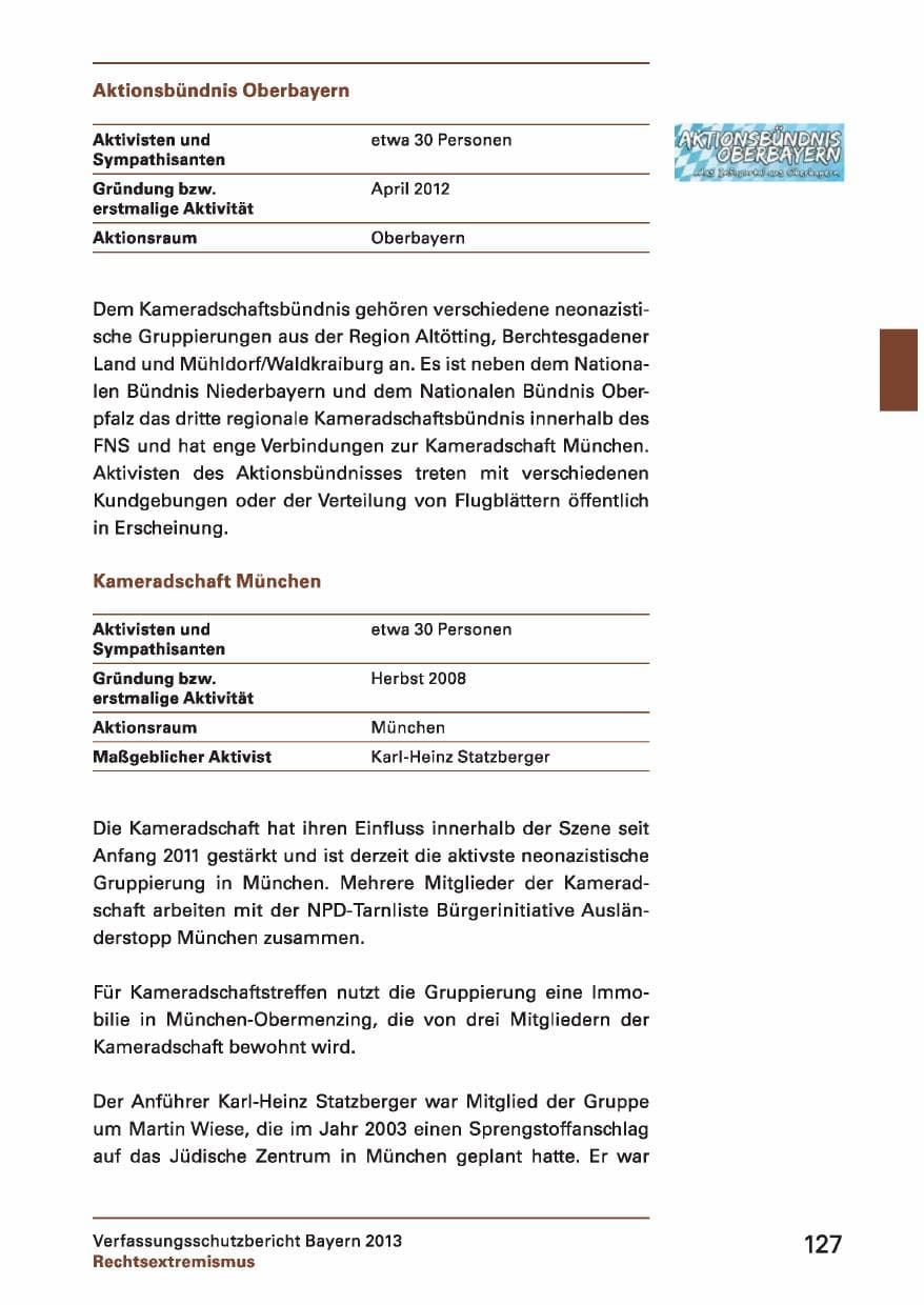 Seite 127 des Verfassungsschutzbericht 2013 Bayern