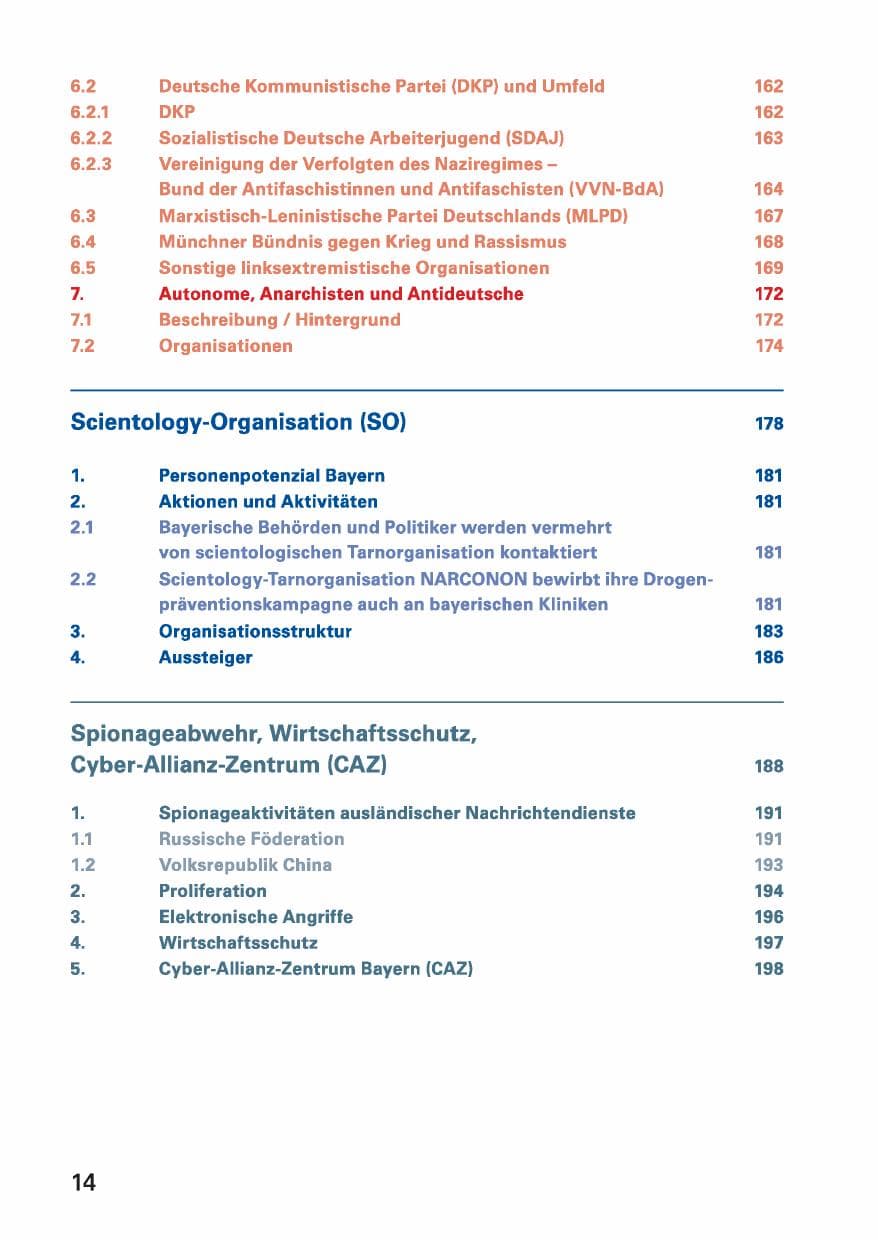 Seite 14 des Verfassungsschutzbericht 2013 Bayern