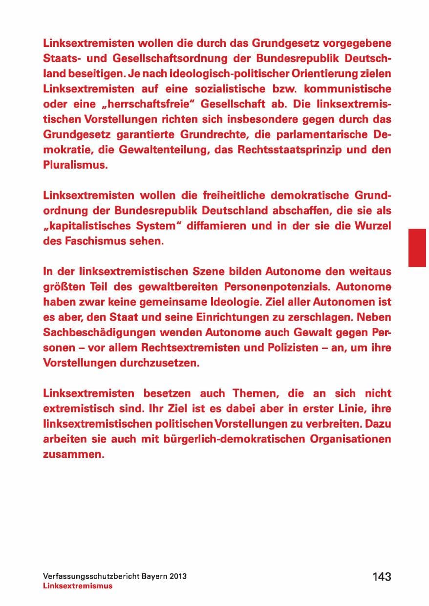 Seite 143 des Verfassungsschutzbericht 2013 Bayern