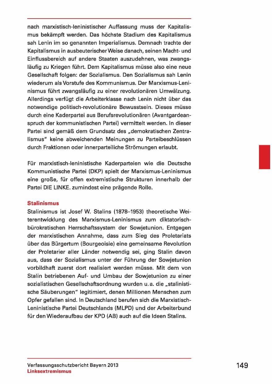 Seite 149 des Verfassungsschutzbericht 2013 Bayern