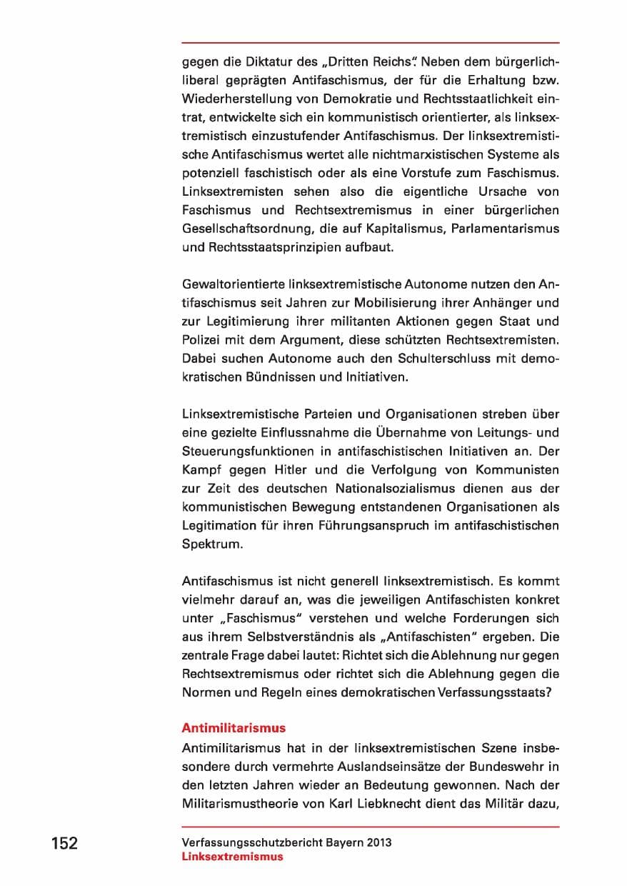 Seite 152 des Verfassungsschutzbericht 2013 Bayern