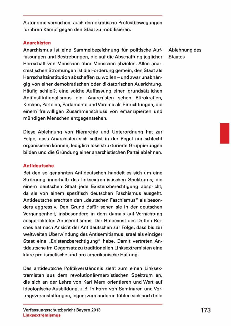Seite 173 des Verfassungsschutzbericht 2013 Bayern