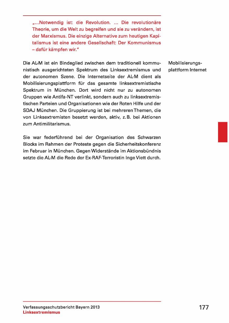 Seite 177 des Verfassungsschutzbericht 2013 Bayern
