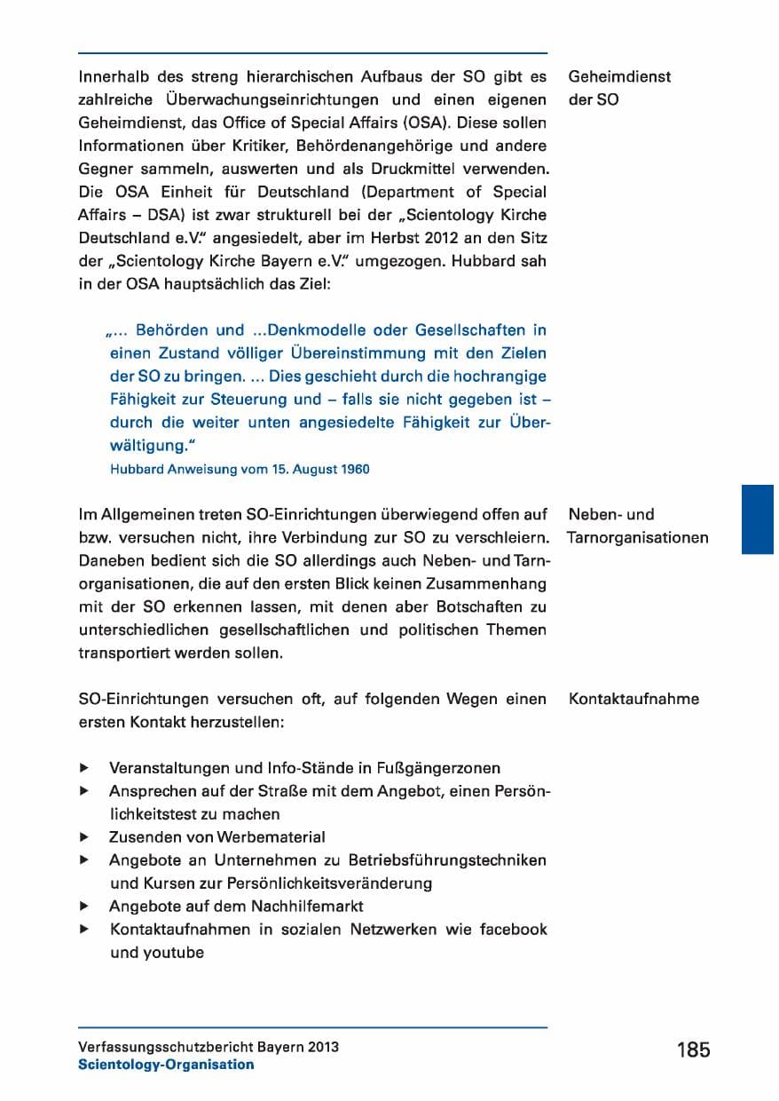 Seite 185 des Verfassungsschutzbericht 2013 Bayern