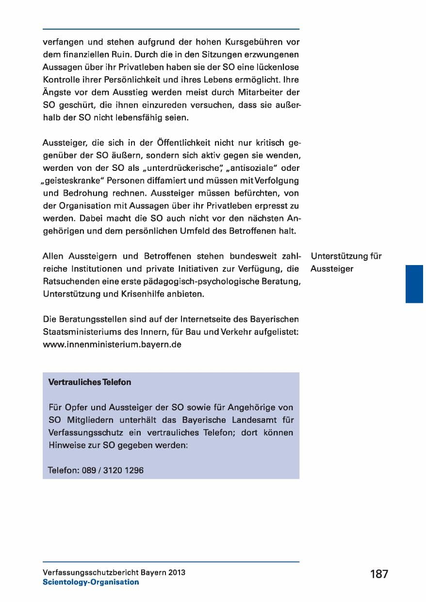 Seite 187 des Verfassungsschutzbericht 2013 Bayern