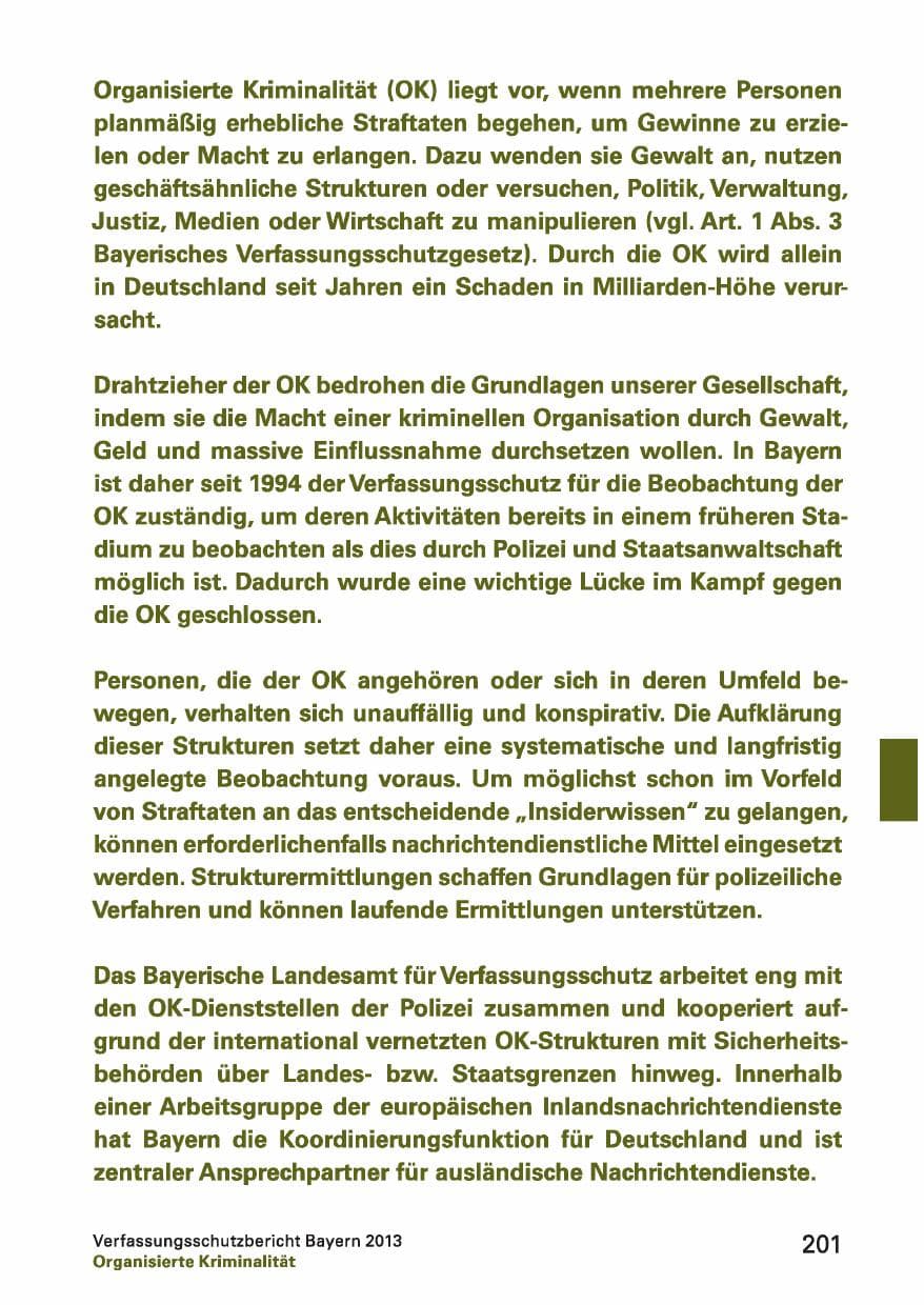 Seite 201 des Verfassungsschutzbericht 2013 Bayern