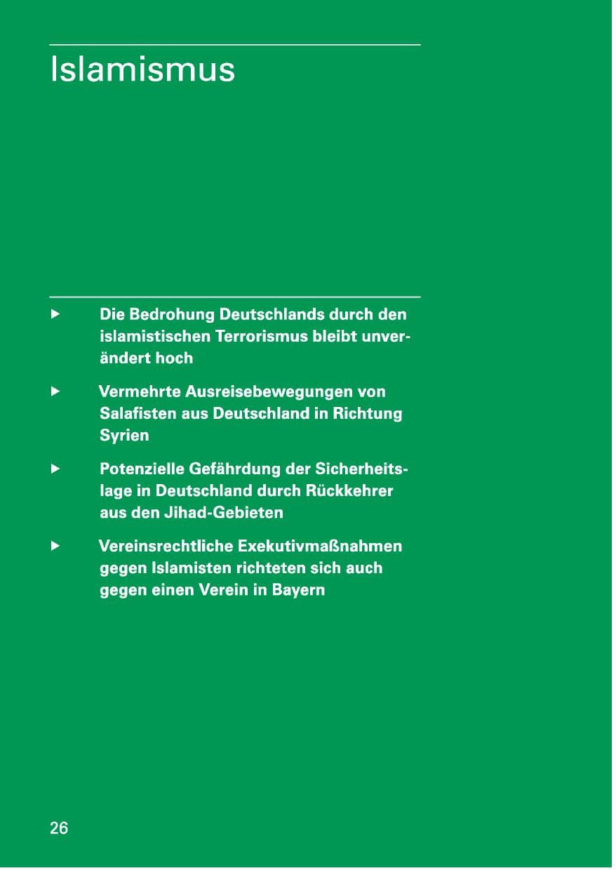 Seite 26 des Verfassungsschutzbericht 2013 Bayern