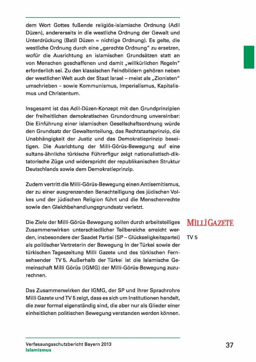 Seite 37 des Verfassungsschutzbericht 2013 Bayern