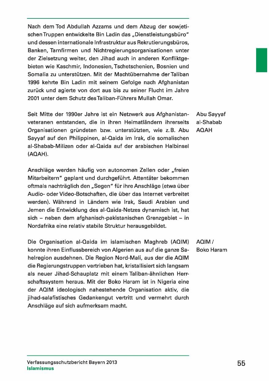Seite 55 des Verfassungsschutzbericht 2013 Bayern