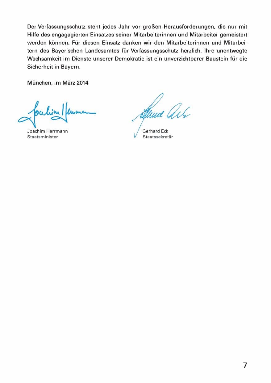 Seite 7 des Verfassungsschutzbericht 2013 Bayern