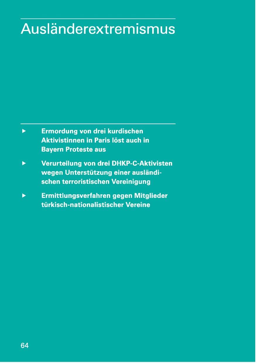 Seite 64 des Verfassungsschutzbericht 2013 Bayern