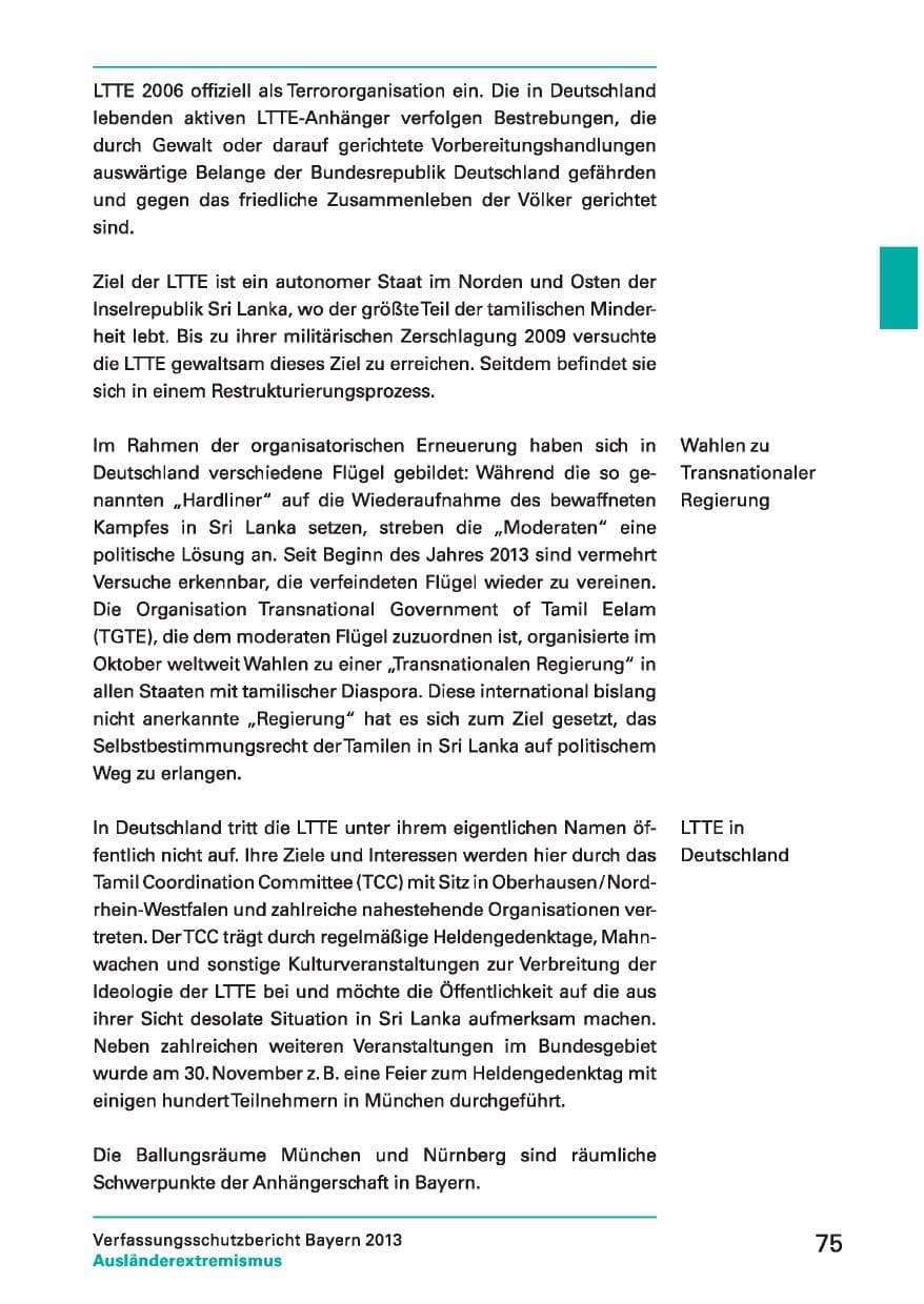 Seite 75 des Verfassungsschutzbericht 2013 Bayern