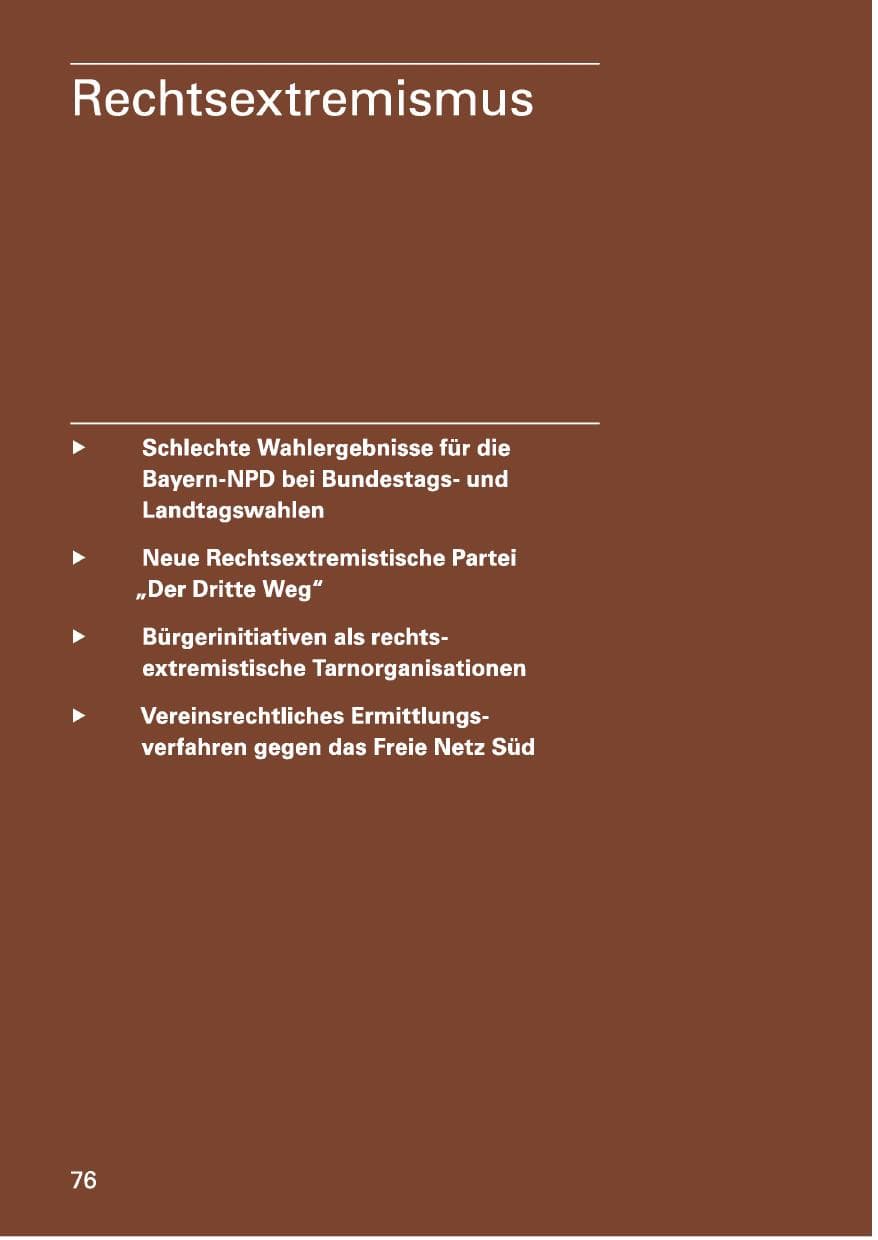Seite 76 des Verfassungsschutzbericht 2013 Bayern