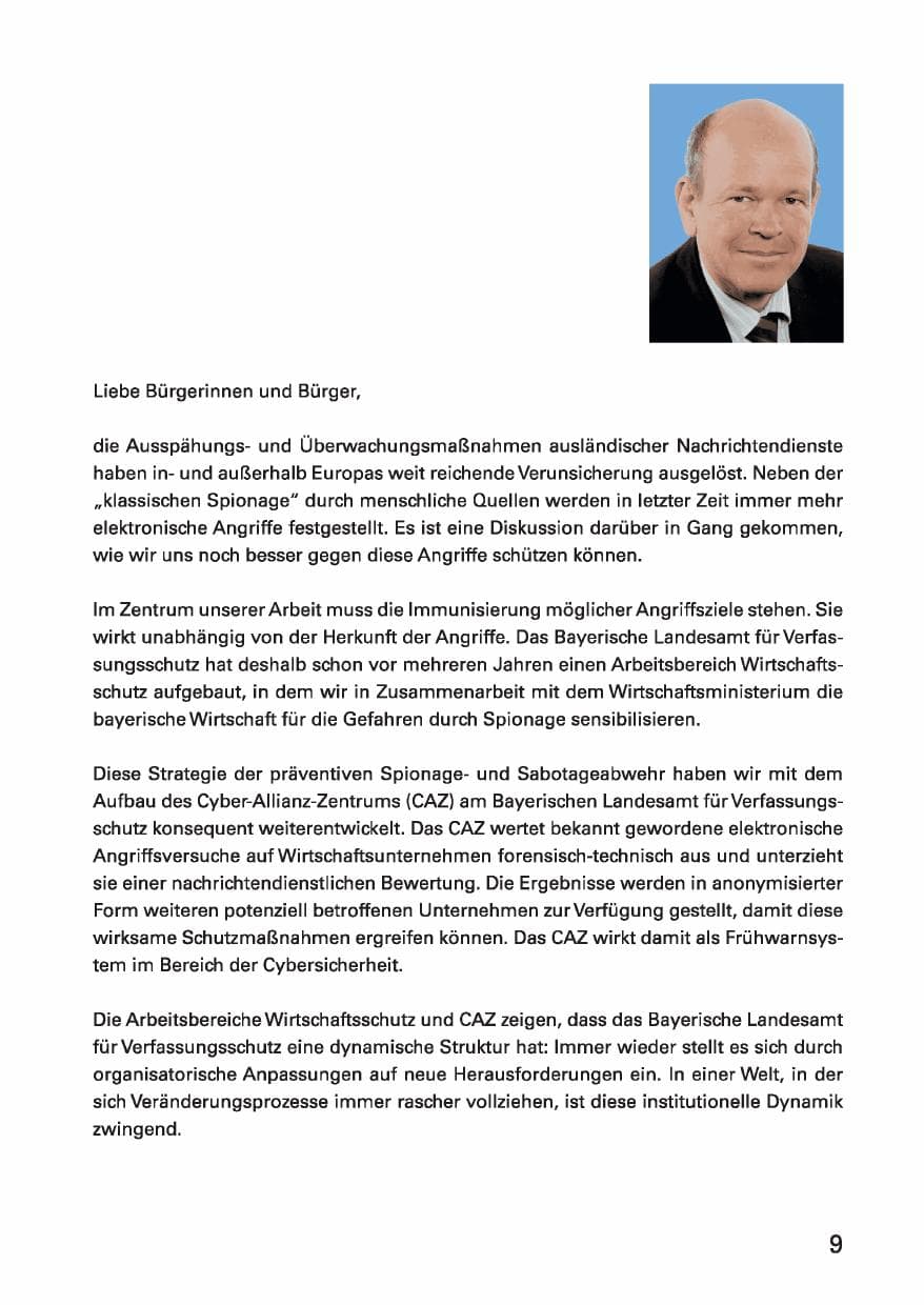 Seite 9 des Verfassungsschutzbericht 2013 Bayern