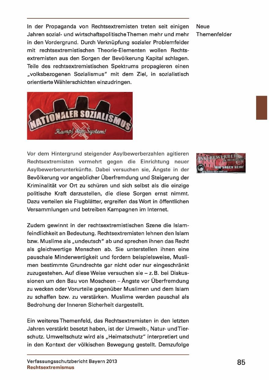 Seite 85 des Verfassungsschutzbericht 2013 Bayern