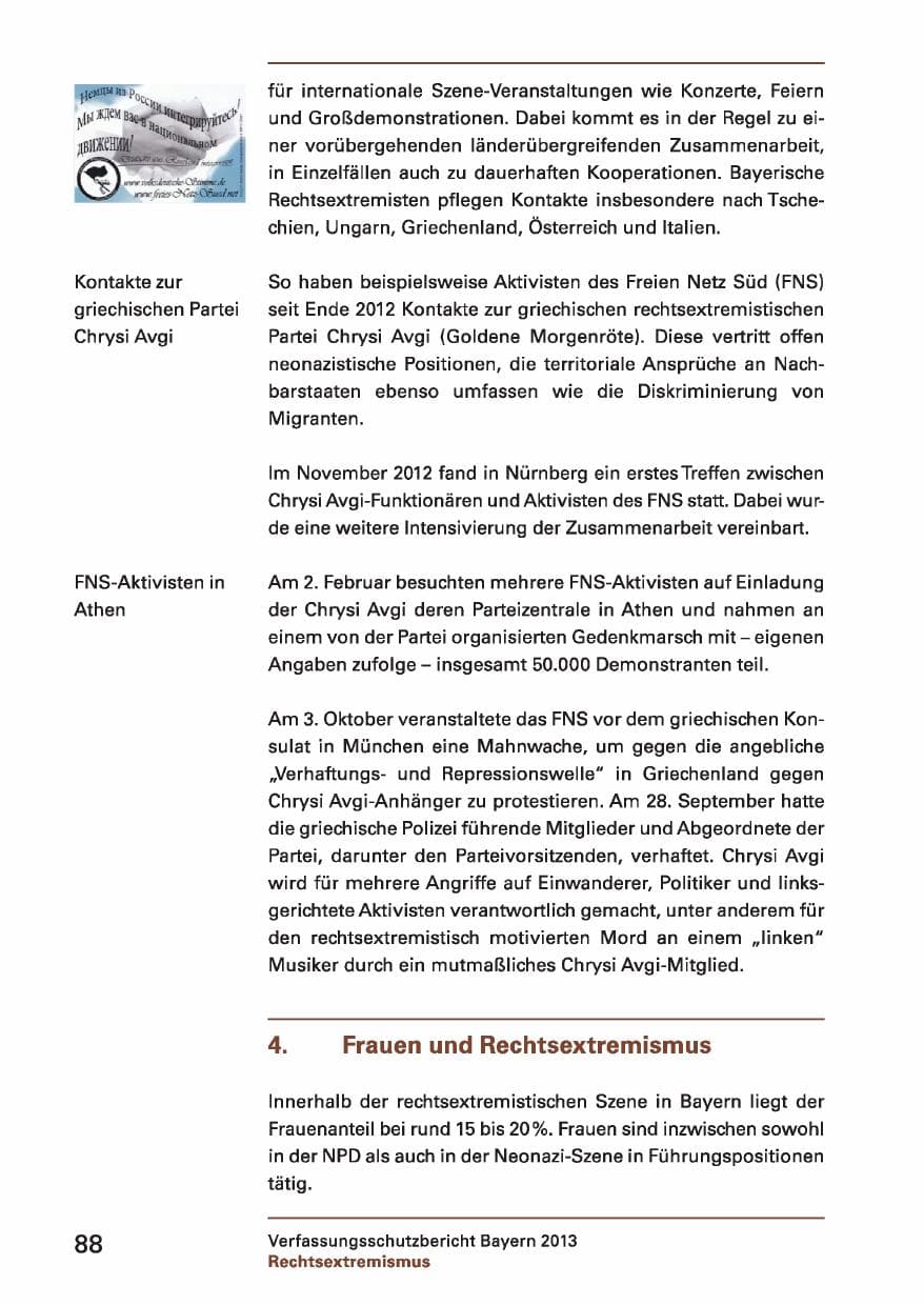 Seite 88 des Verfassungsschutzbericht 2013 Bayern