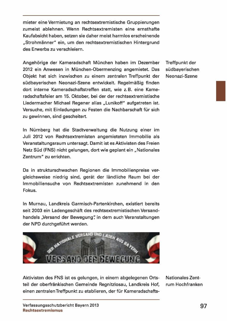 Seite 97 des Verfassungsschutzbericht 2013 Bayern