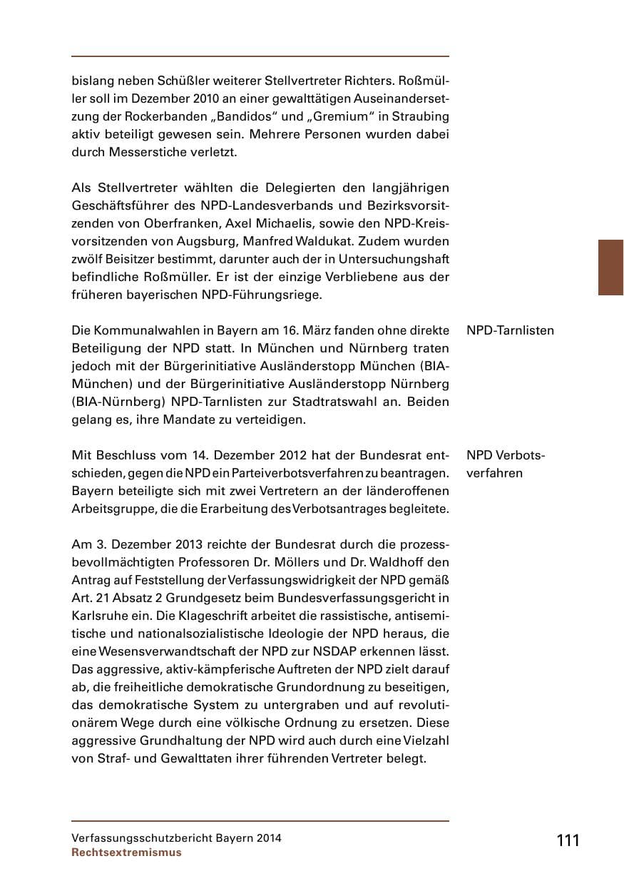 Seite 113 des Verfassungsschutzbericht 2014 Bayern