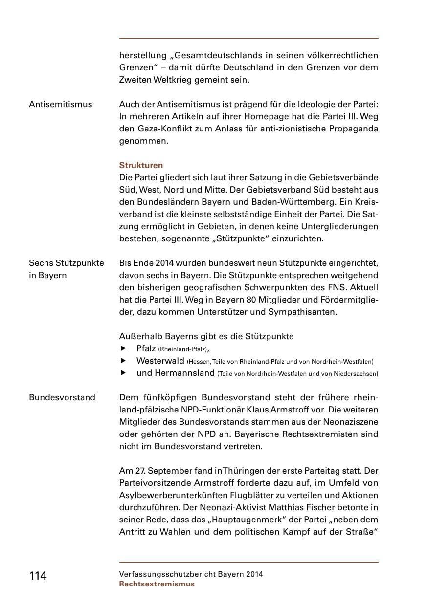 Seite 116 des Verfassungsschutzbericht 2014 Bayern
